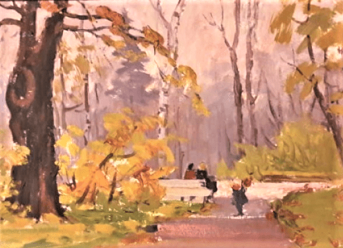 Картина - пейзаж. Осень в парке